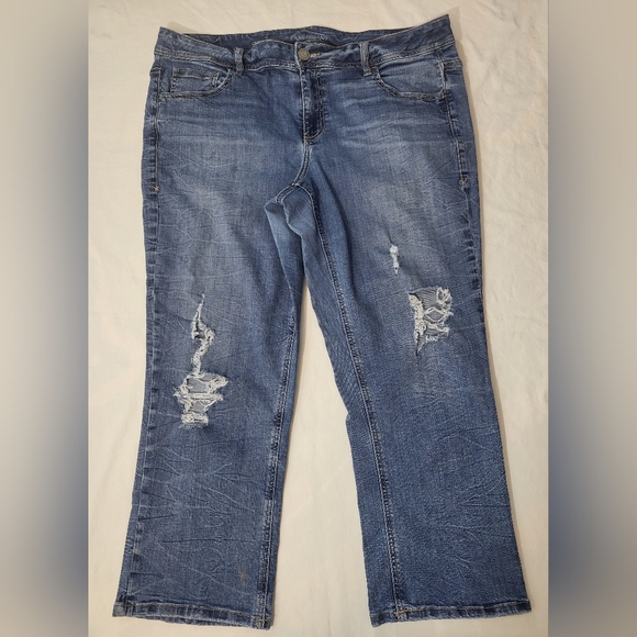 Lane Bryant Denim - Lane Bryant Genius Fit Distressed Crop Blue Jeans Medium Wash size 18